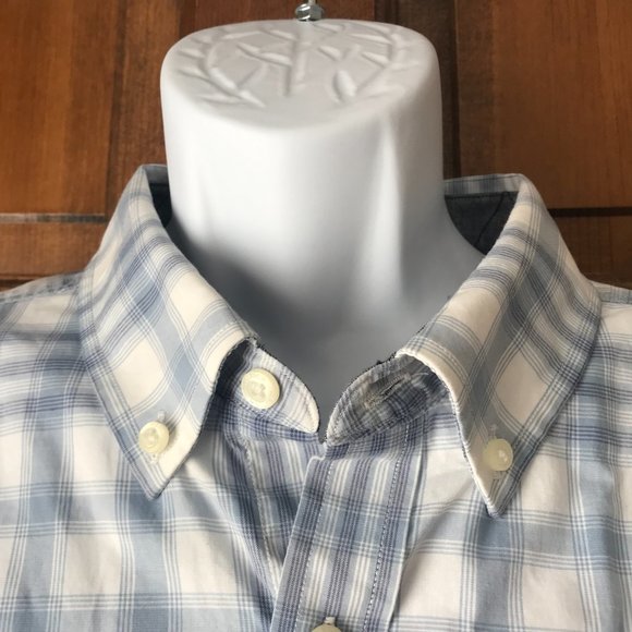 Nautica Blue and White Plaid Button-Down Shirt - Picture 5 of 12